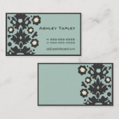 Aqua u. schwarzer Blumen-Power Visitenkarte (Vorne/Hinten)