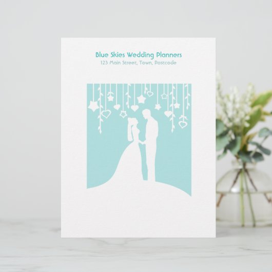 Aqua u. weiße Braut-und Briefbogen (Stehend Vorderseite)