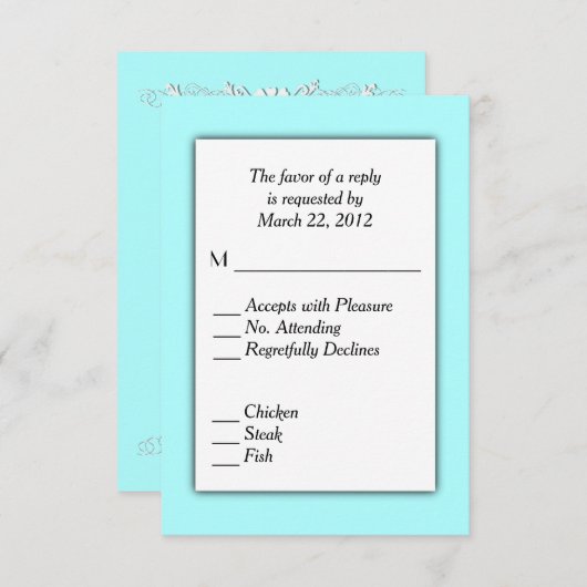 Aqua UAWG mit Menüauswahl RSVP Karte (Vorne/Hinten)