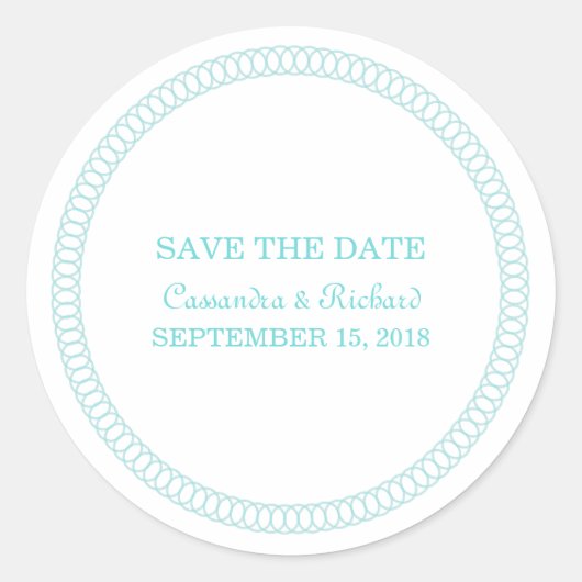 Aqua umrundet Save the Date Aufkleber (Vorderseite)