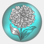 Aqua und Aquamarine Blume Runder Aufkleber (Vorderseite)