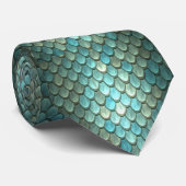AQUA- UND AQUAMARINE MERMAID-SKALEN KRAWATTE (Gerollt)
