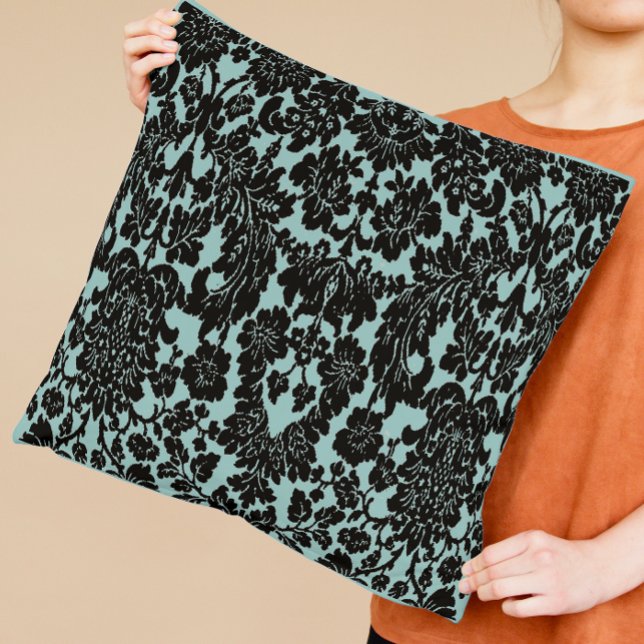 Aqua und Black Damask Kissen (Von Creator hochgeladen)