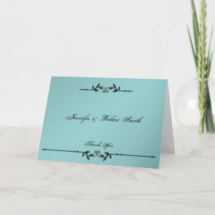 Aqua und Black Elegant Wedding Vielen Dank Dankeskarte