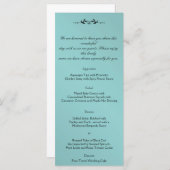 Aqua und Black Elegante Wedding Menu Menükarte (Vorne/Hinten)
