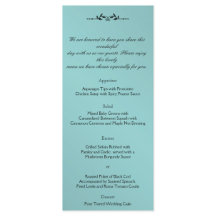 Aqua und Black Elegante Wedding Menu