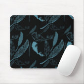 Aqua und Black Feathers Mousepad (Mit Mouse)