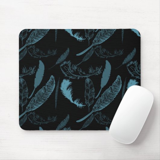 Aqua und Black Feathers Mousepad (Mit Mouse)