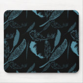 Aqua und Black Feathers Mousepad (Vorne)