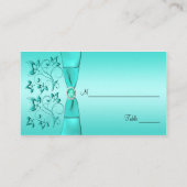 Aqua und Black Floral Placecards Platzkarte (Rückseite)