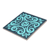 Aqua und Black on Blue Intricated Floral Muster Fliese (Seite)