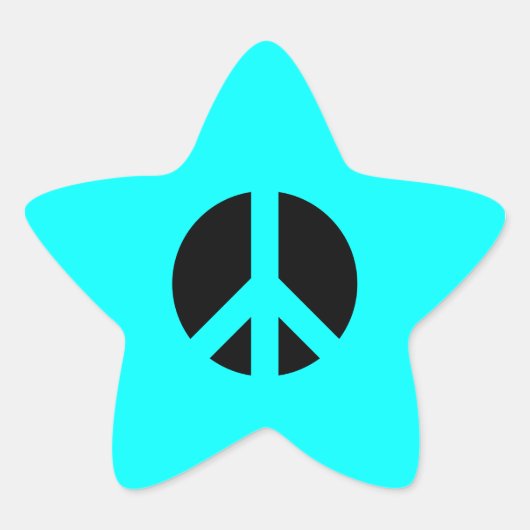 Aqua und Black Peace Symbol Stern-Aufkleber (Vorderseite)