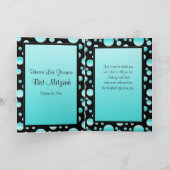 Aqua und Black Polka Dot Danke, Card mit Foto Dankeskarte (Innenseite)