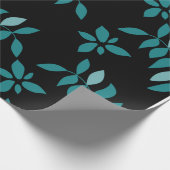 Aqua und Black Tropical Dschungel Kissen Geschenkpapier (Ecke)
