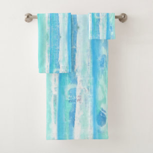 Aqua und Blue Abstrakt Tree Trunks Badehandtuchhal Badhandtuch Set