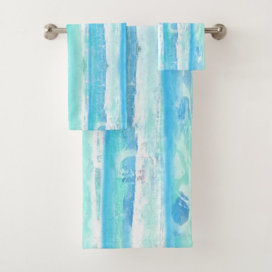 Aqua und Blue Abstrakt Tree Trunks Badehandtuchhal Badhandtuch Set (Insitu)