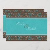 Aqua und Brown Paisley Einladung zur Hochzeit (Vorne/Hinten)