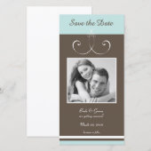 Aqua und Brown Save the Date Foto Cards (Vorne/Hinten)
