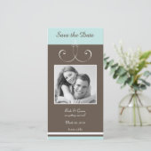 Aqua und Brown Save the Date Foto Cards (Stehend Vorderseite)