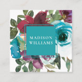 Aqua und Burgund Weinkultur und Erde Quadratische Visitenkarte (Vorderseite)