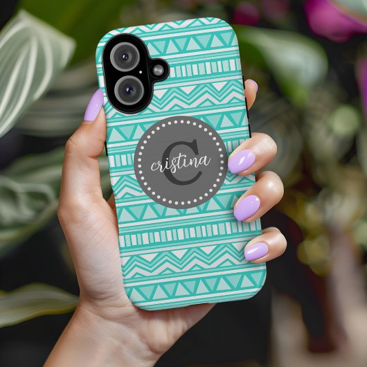 Aqua und Charcoal Aztec Zickzack benutzerdefiniert Case-Mate iPhone Hülle