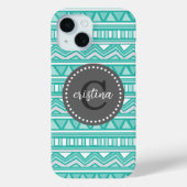 Aqua und Charcoal Aztec Zickzack benutzerdefiniert Case-Mate iPhone Hülle (Rückseite)