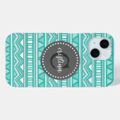 Aqua und Charcoal Aztec Zickzack benutzerdefiniert Case-Mate iPhone Hülle (Rückseite (Horizontal))