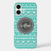 Aqua und Charcoal Aztec Zickzack benutzerdefiniert Case-Mate iPhone Hülle (Rückseite)