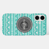 Aqua und Charcoal Aztec Zickzack benutzerdefiniert Case-Mate iPhone Hülle (Rückseite (Horizontal))