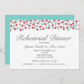 Aqua und Coral Polka Dot Probe Abendessen Einladun Einladung (Vorne/Hinten)