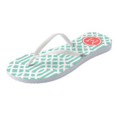 Aqua und Coral Trellis Monogram Badesandalen (Schrägansicht)