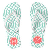 Aqua und Coral Trellis Monogram Badesandalen (Fußbett)