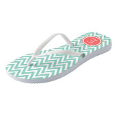Aqua und Coral Zickzack Monogram Badesandalen (Schrägansicht)