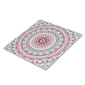 Aqua und Crimson Mandala Pattern Fliese (Seite)