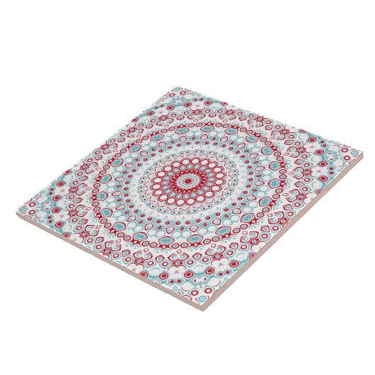 Aqua und Crimson Mandala Pattern Fliese (Seite)
