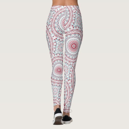 Aqua und Crimson Mandala Pattern Leggings (Rückseite)