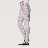 Aqua und Crimson Mandala Pattern Leggings (Links)