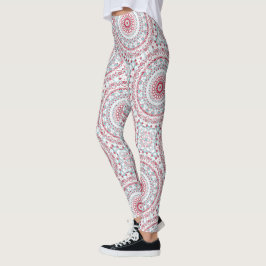 Aqua und Crimson Mandala Pattern Leggings
