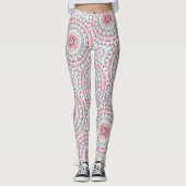 Aqua und Crimson Mandala Pattern Leggings (Vorderseite)