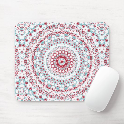 Aqua und Crimson Mandala Pattern Mousepad (Mit Mouse)