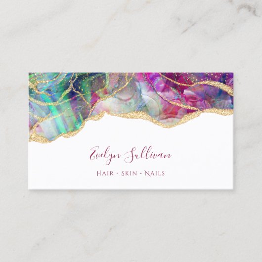 Aqua und Fuchsia Opal Visitenkarte (Vorderseite)