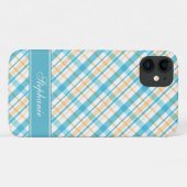 Aqua und Gelb-kariertes Muster Case-Mate iPhone Hülle (Rückseite (Horizontal))