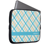 Aqua und Gelb-kariertes Muster Laptopschutzhülle (Vorne Rechts)