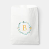 Aqua und Gelbblütenreath Custom Monogram Geschenktütchen (Vorderseite)