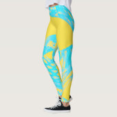 Aqua und gelbe Abstrakte Leggings (Links)