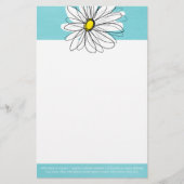 Aqua und gelber weißlicher Daisy benutzerdefiniert Briefpapier (Vorderseite)