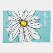 Aqua und gelber weißlicher Daisy benutzerdefiniert Geschirrtuch (Horizontal)