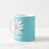 Aqua und gelber weißlicher Daisy benutzerdefiniert Kaffeetasse (Vorderseite Links)