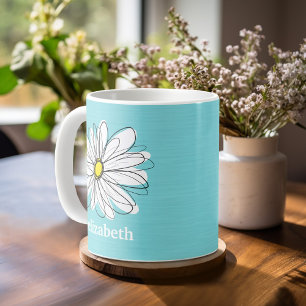 Aqua und gelber weißlicher Daisy benutzerdefiniert Kaffeetasse