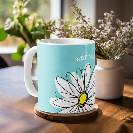 Aqua und gelber weißlicher Daisy benutzerdefiniert Kaffeetasse